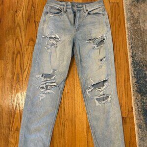 American Eagle Mom Jean Light Distressed Denim - 4S